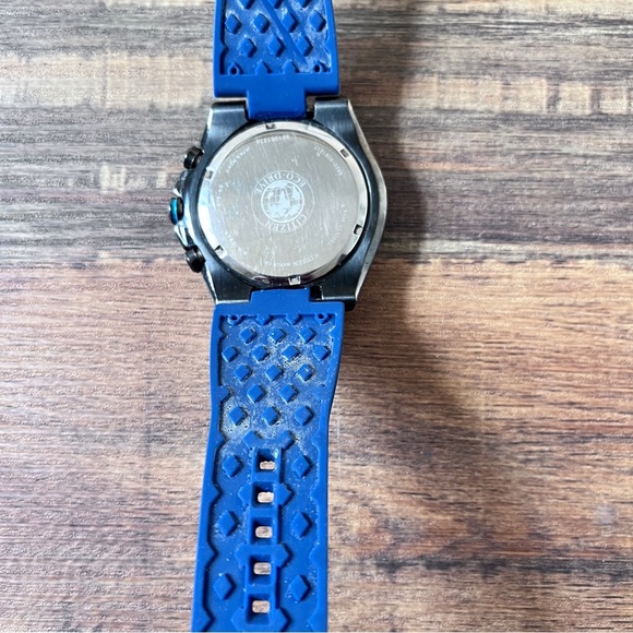 Men's Citizen Eco-Drive BRT Chronograph Watch Navy Blue Band - Picture 8 of 9